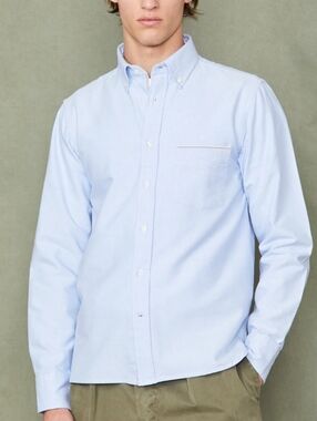 Officine Generale Button Down LS Shirt Japanese Selvedge Oxford Light Blue